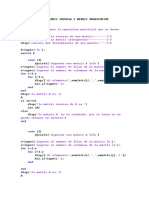 Algoritmo para Matriz Inversa y Matriz Transpuesta