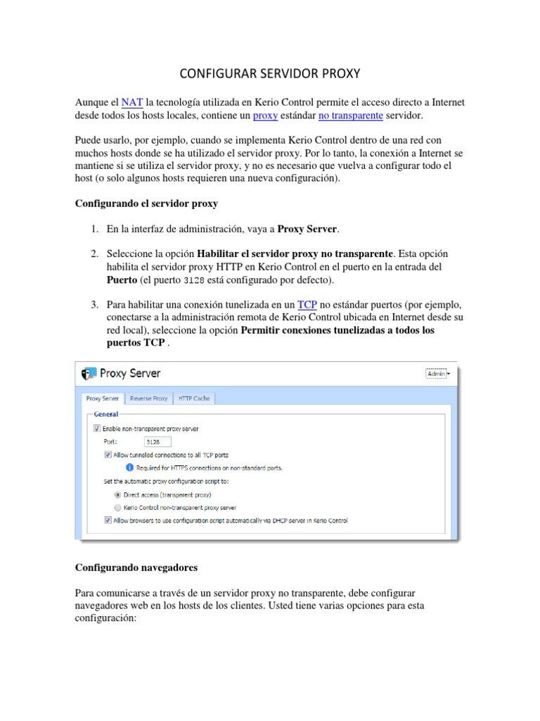 Configuración de Servidor Proxy en Kerio | PDF | Servidor proxy ...