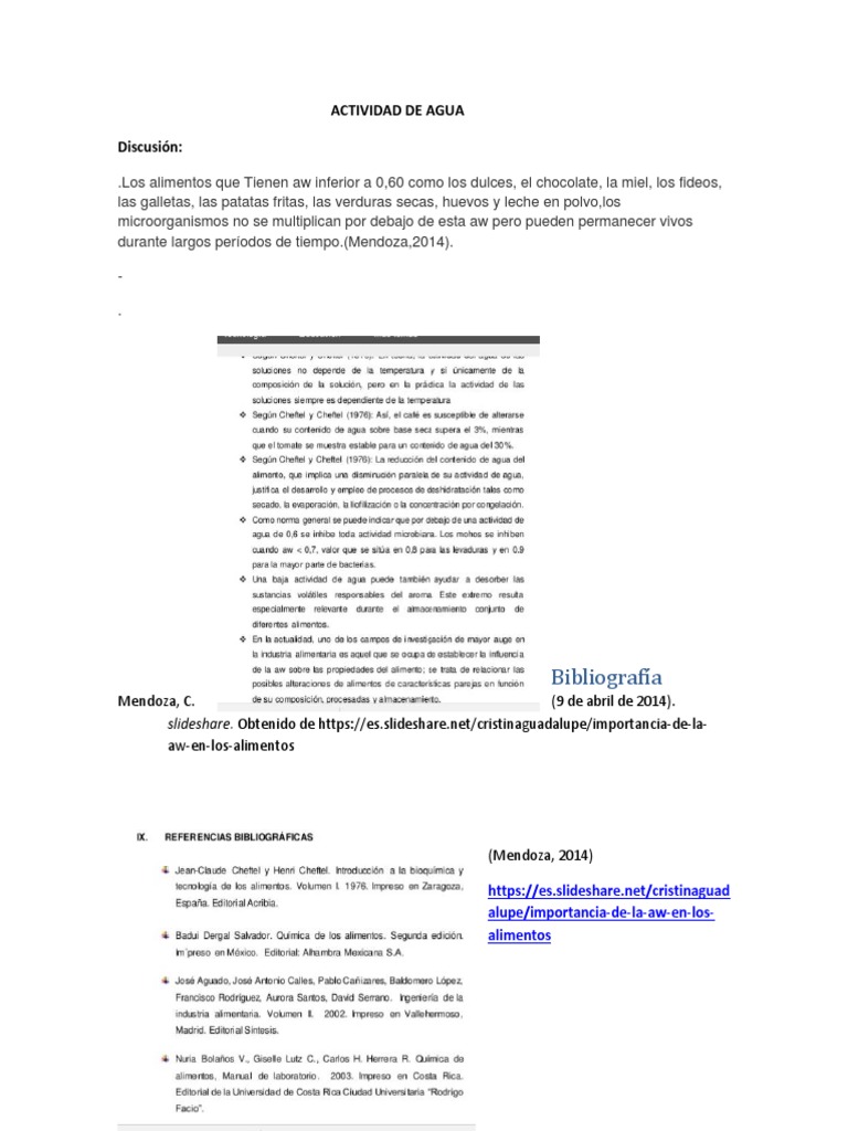 Actividad de Agua | PDF