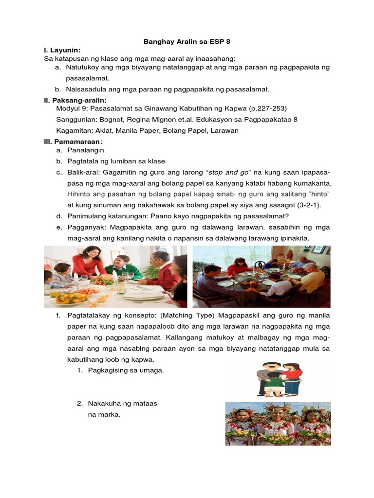 Lesson Plan ESP 8 | PDF