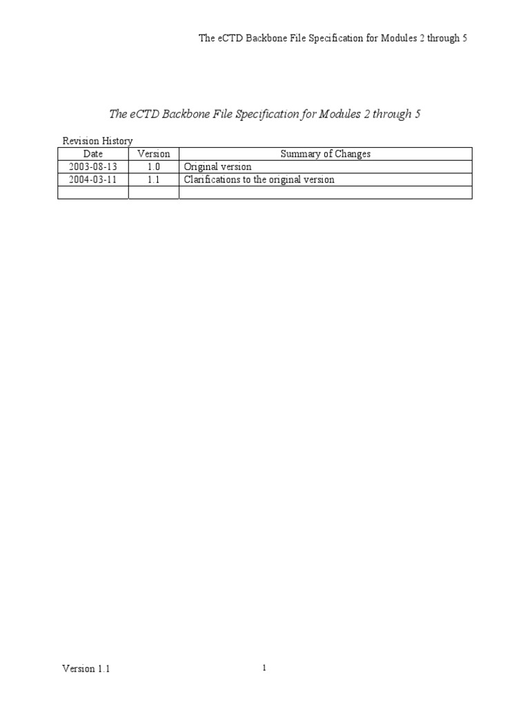 eCTD Backbone Specification: Modules 2-5 | PDF | Filename | Tag (Metadata)