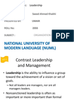 National University of Modern Landuage (Numl) : Presentation Topic: Leadership