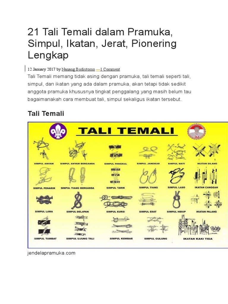 21 Tali Temali Dalam Pramuka | PDF