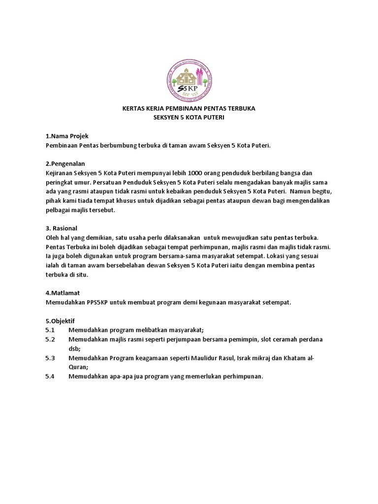 Kertas Kerja Pentas Terbuka | PDF