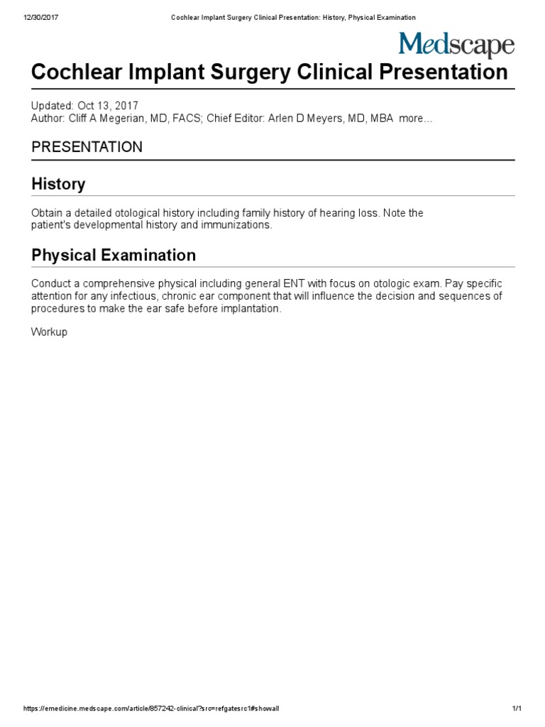 Cochlear Implant Surgery Overview | PDF