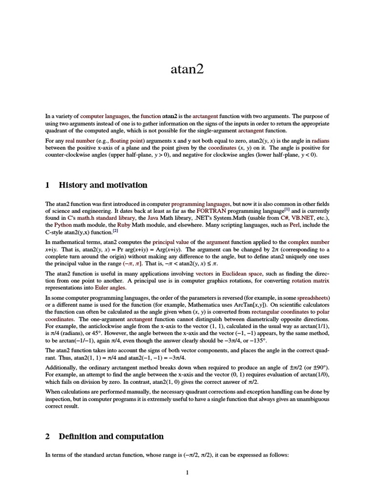 Understanding the atan2 Function | PDF | Geometry | Mathematical Analysis