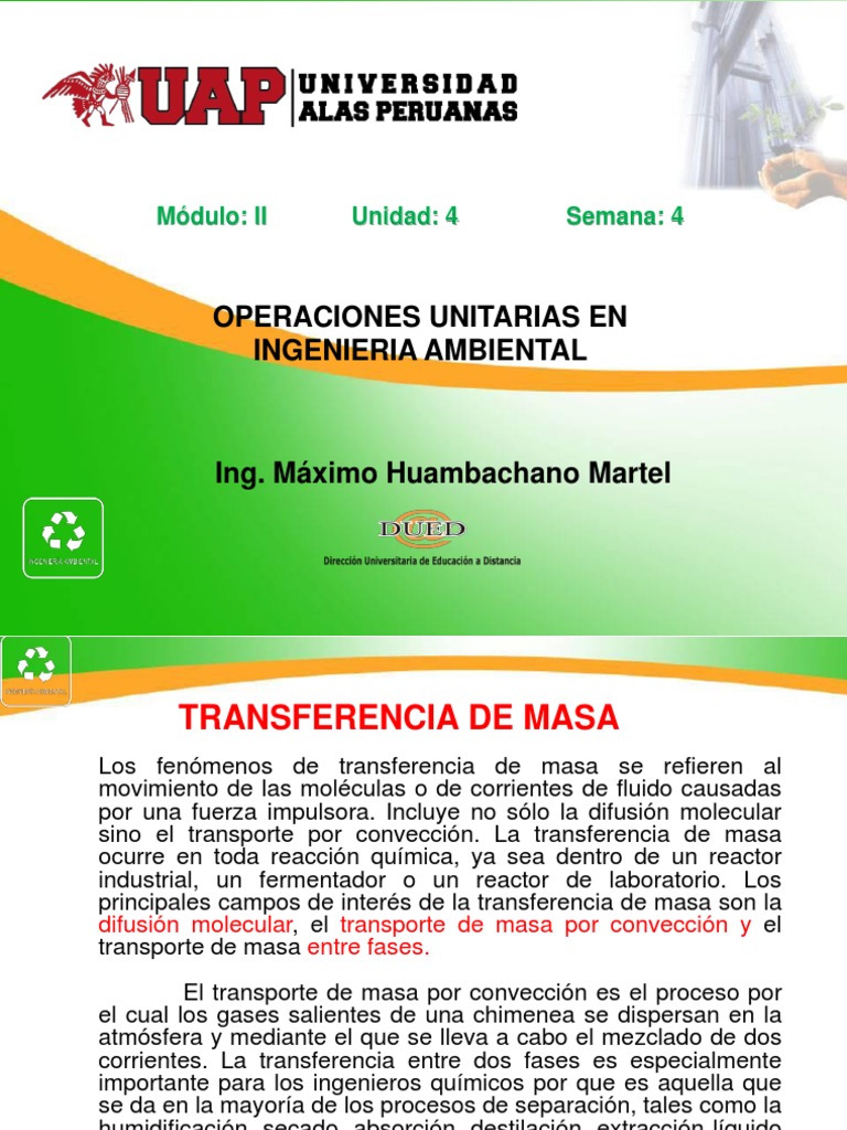 4ta Semana. Transferencia de Masa.pdf Calor