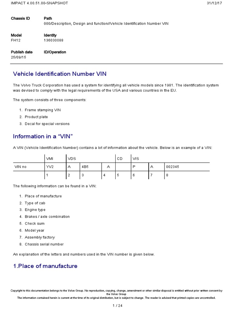Vehicle Identification Number VIN | PDF | Truck | Motor Vehicle