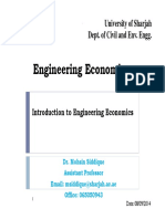 Engineering Economics: University of Sharjah Dept. of Civil and Env. Engg