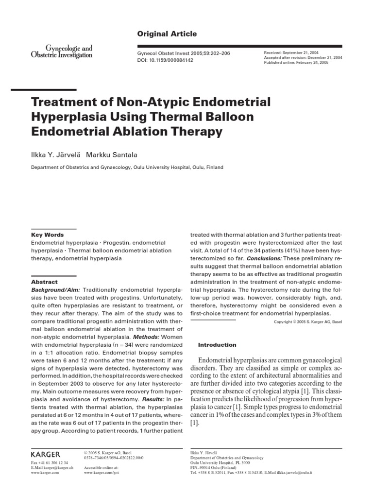 11Treatment of Endometrial Hyperplasia Menopause Clinical Trial