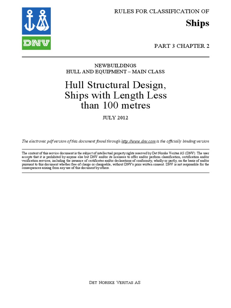 Hull Structural Design, Ships With Length Less Than 100 Metres | PDF ...