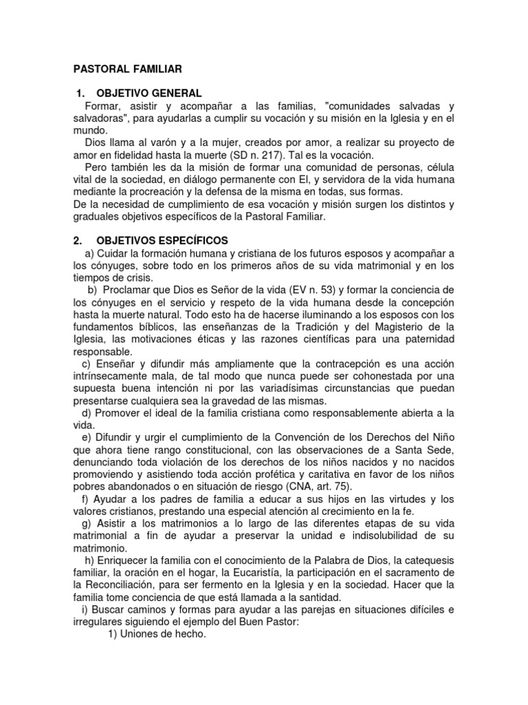 Objetivos de la Pastoral Familiar Católica | PDF | Familia | Iglesia ...