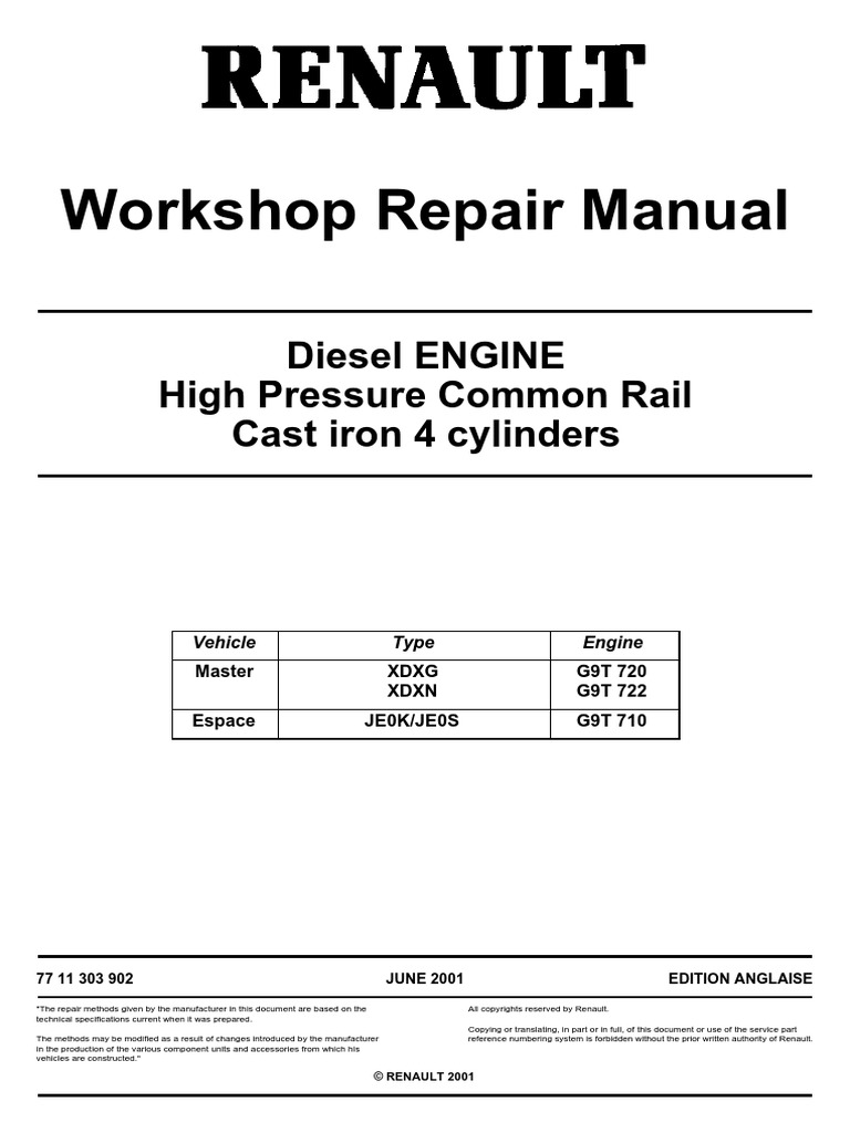 Workshop Repair Manual: Diesel ENGINE High Pressure Common Rail Cast ...