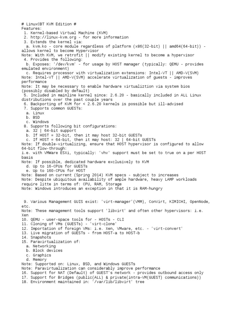 LinuxCBT KVM Edition Notes | PDF | Virtual Machine | Computer Architecture