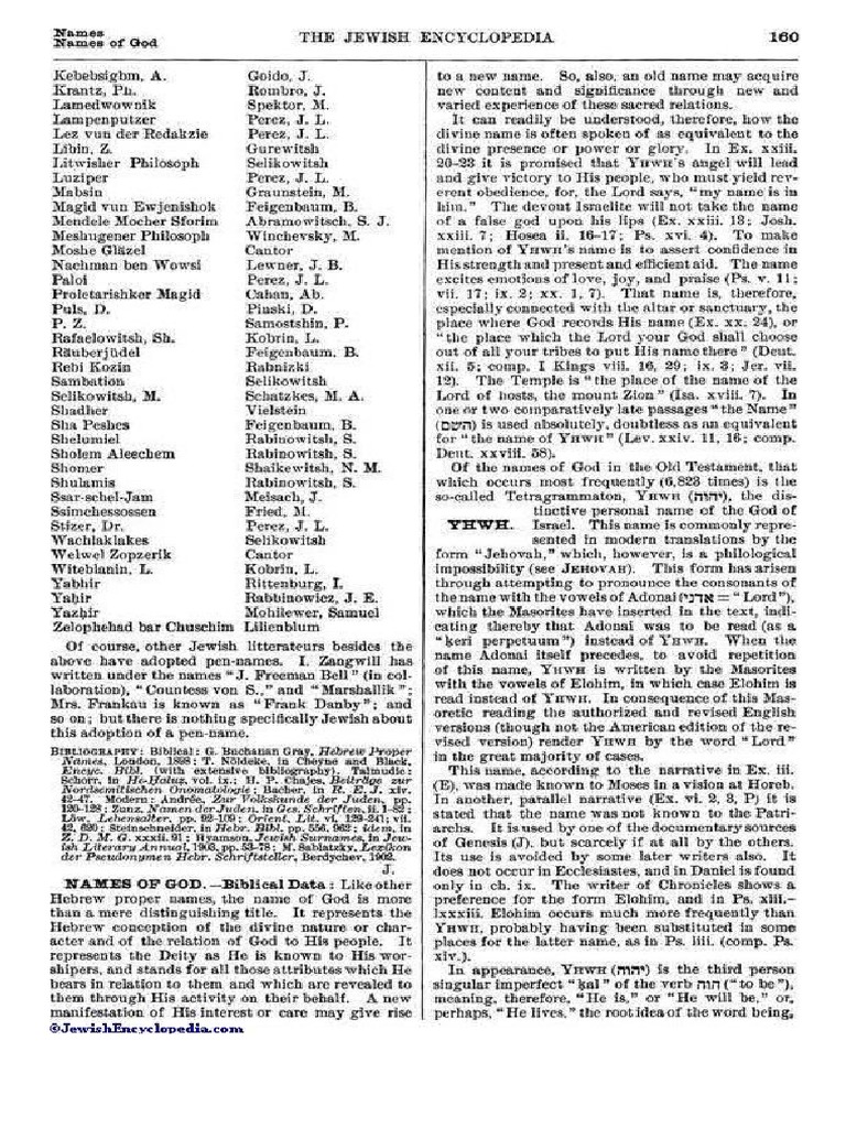 Yewish Encyclopedia Names of God | PDF