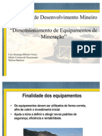 Desenvolvimento Mineiro - Dimensionamento de Equipamentos de Mineração