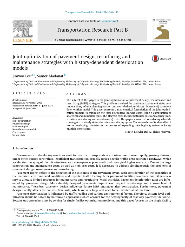 Joint Optimization of Pavement Strategies | PDF | Optimal Control ...