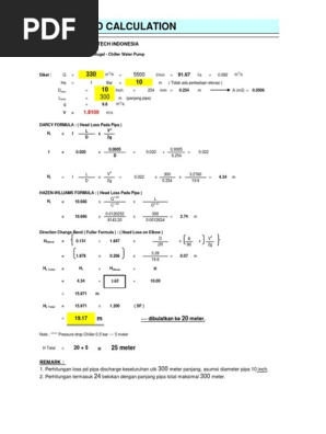 Head Loss Calculation