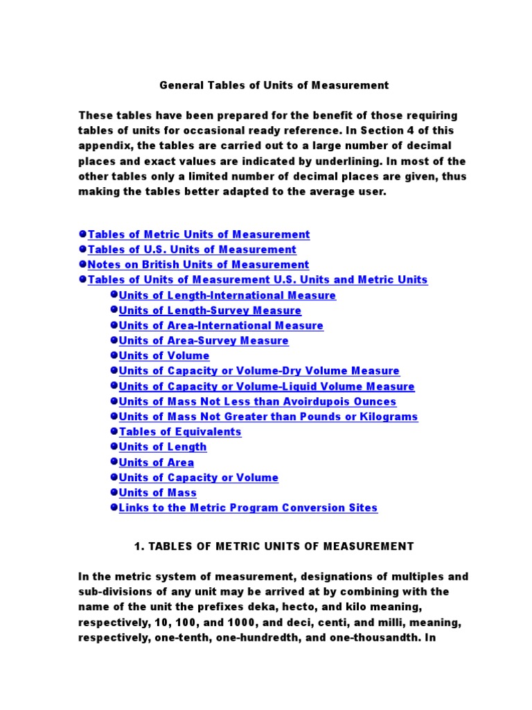 Comprehensive Measurement Unit Tables | PDF | Pound (Mass) | Grain (Unit)