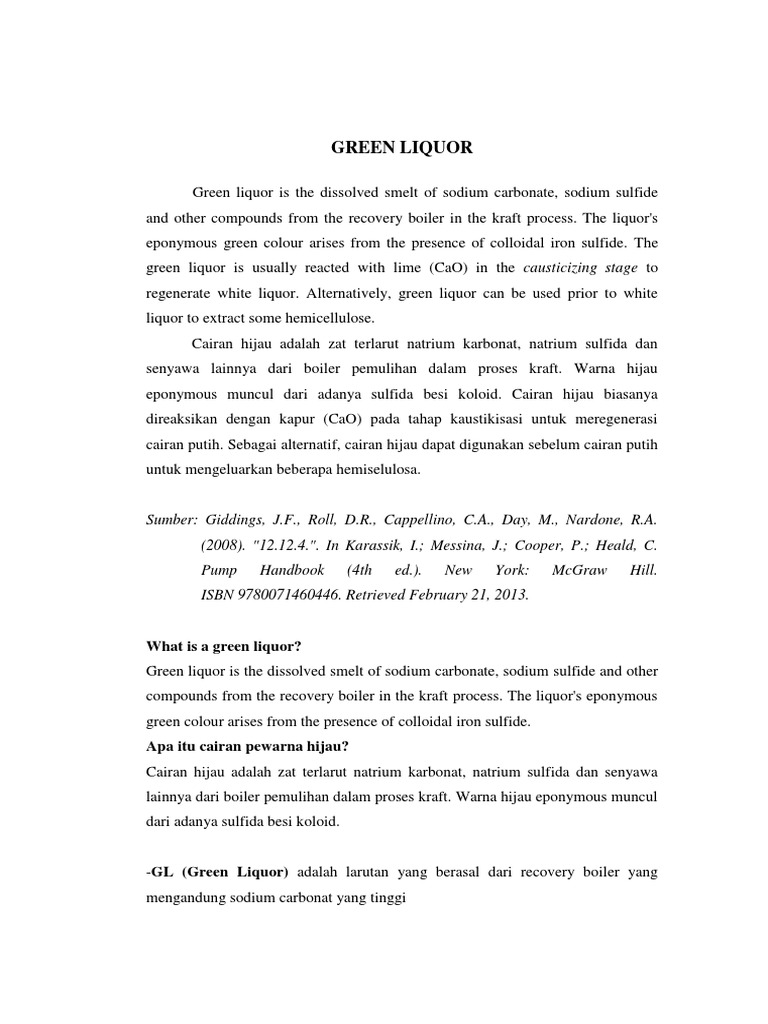 Green Liquor PDF Pembuatan Kertas Kimia