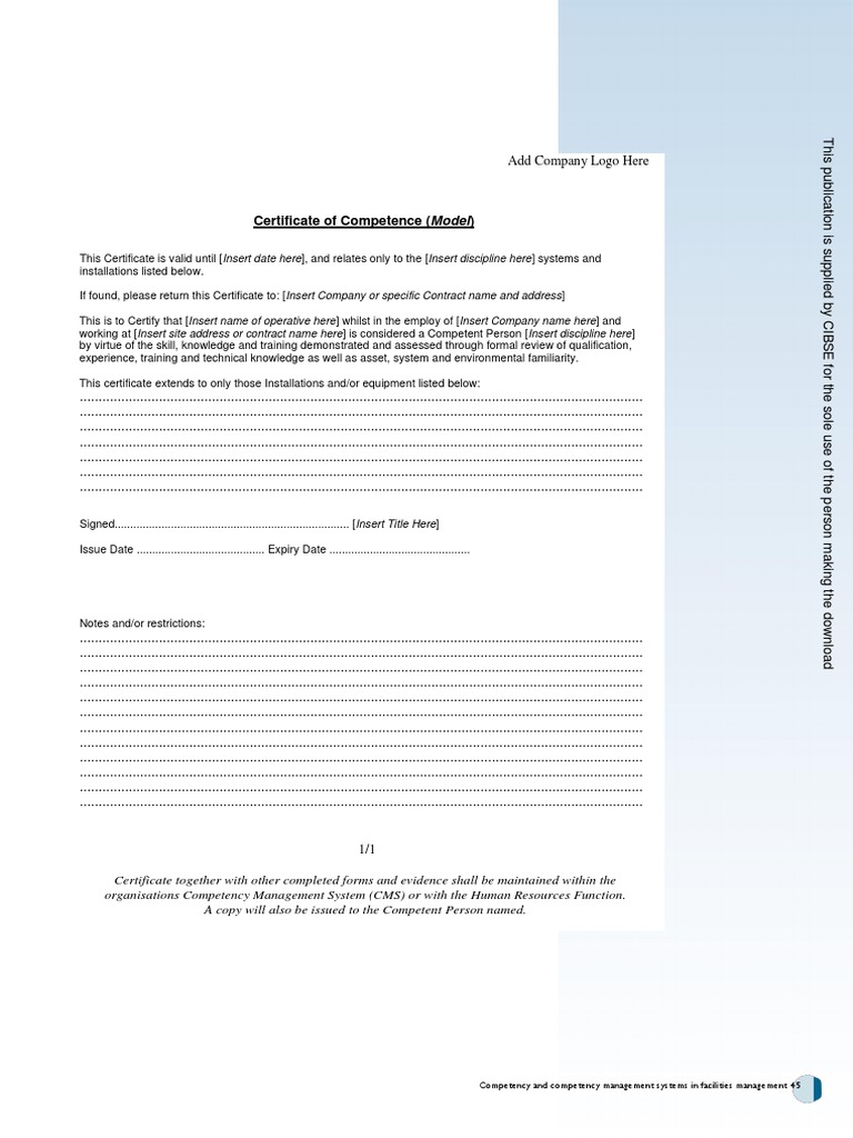 Certificate of Competence Template | PDF | Competence (Human Resources ...
