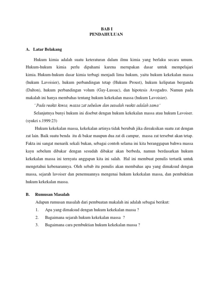 Hukum Kekekalan Massa