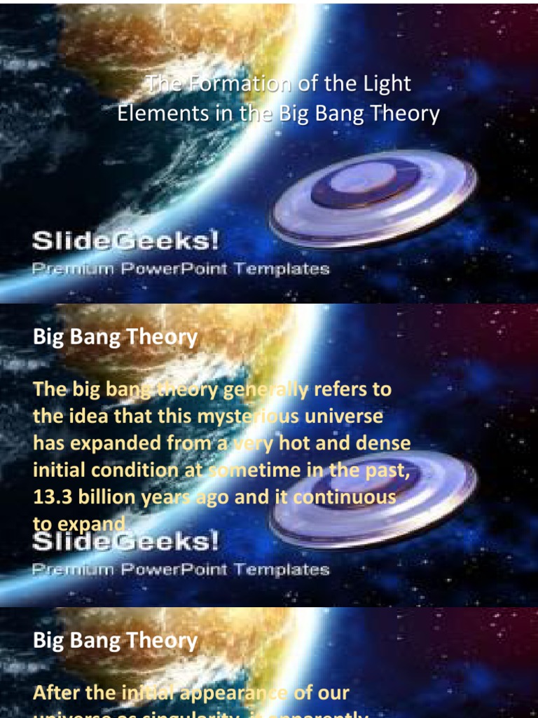 The Formation of the Light Elements in the Big Bang Theory