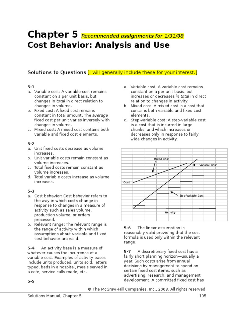 Managerial Accounting Chapter 05 PDF | PDF | Least Squares | Regression ...