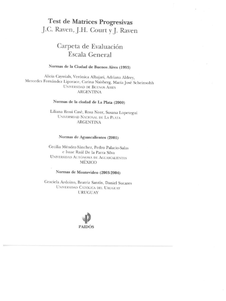 Test de Matrices A, B, C, D y E PDF | PDF