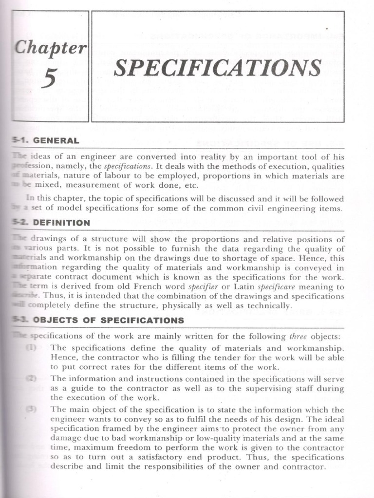 Specifications Notes | PDF