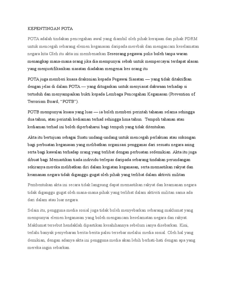 Kepentingan Pota Pdf