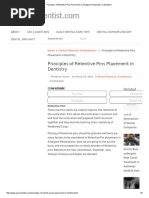 Principles of Retentive Pins Placement in Amalgam Restoration in Dentistry