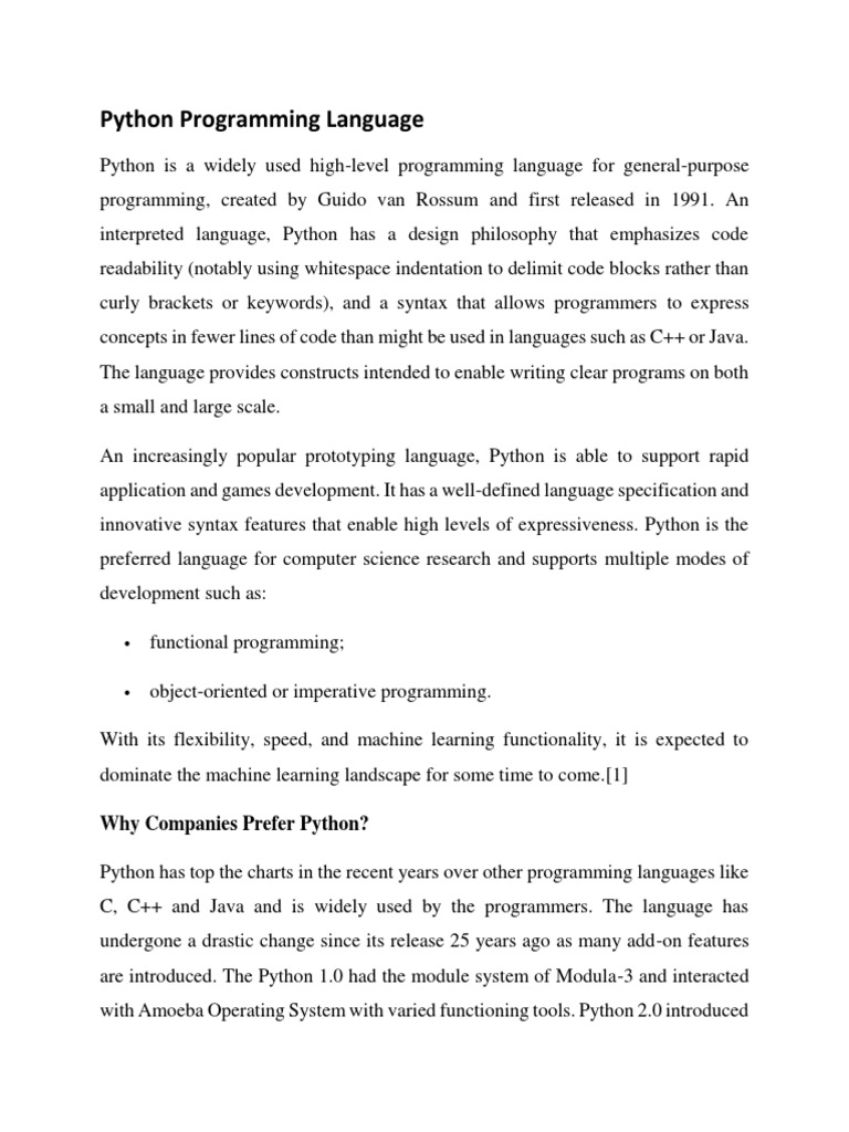 Python Programming Language | PDF | Python (Programming Language) | C ...