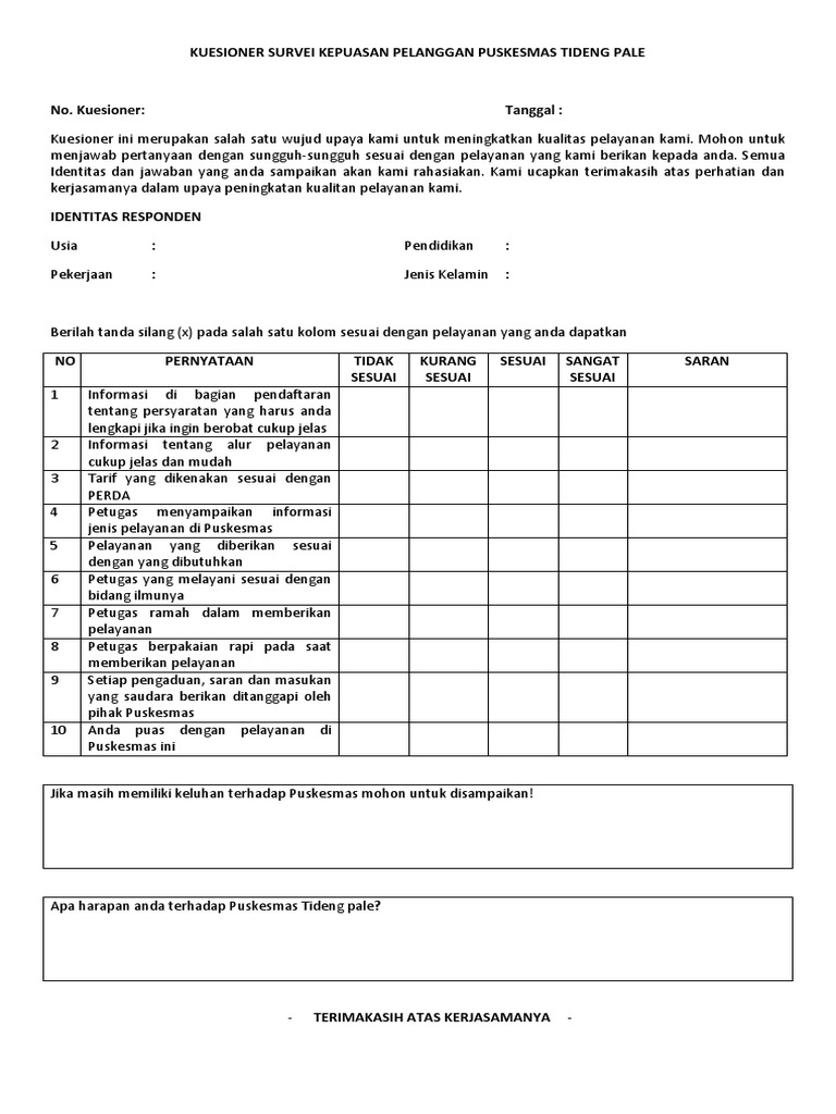 Pertanyaan Survey Kepuasan Pelanggan  Kompas Sekolah