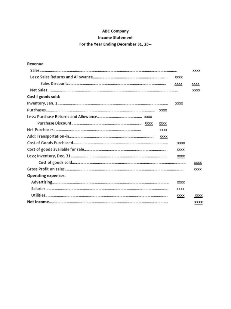 Income Statement Format | PDF | Finance & Money Management | Computers