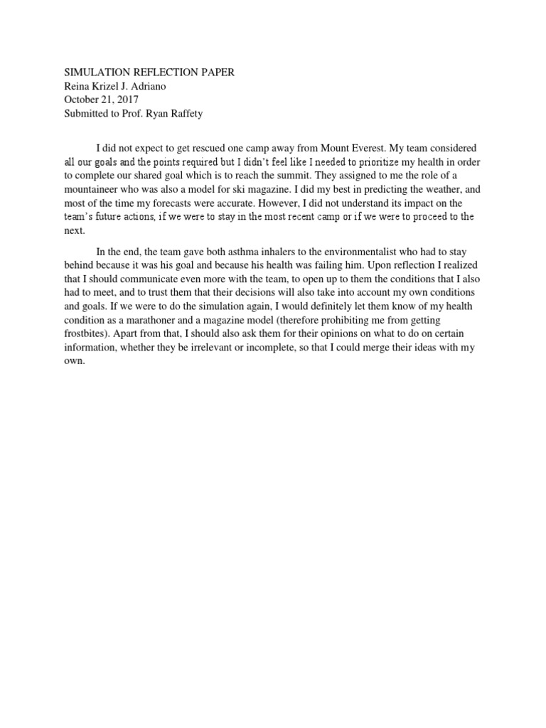 Change management simulation reflection paper image