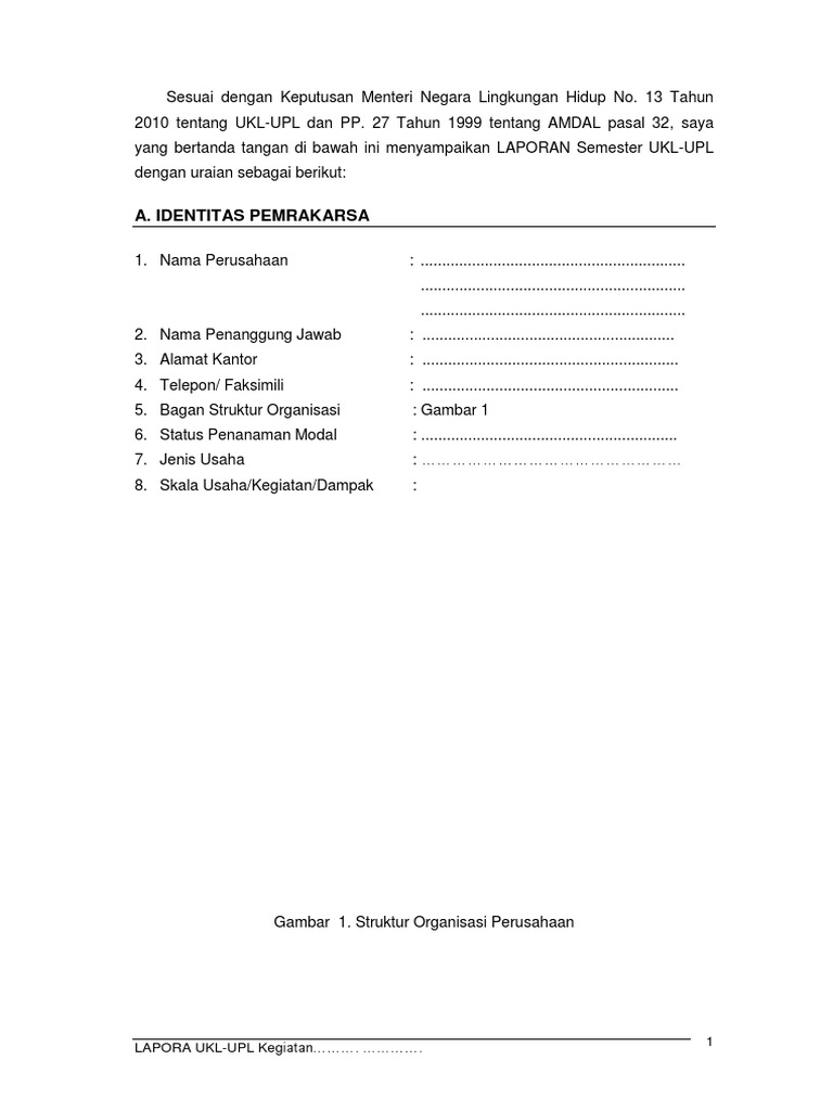 Contoh Format Laporan Semester Ukl Upl Pdf
