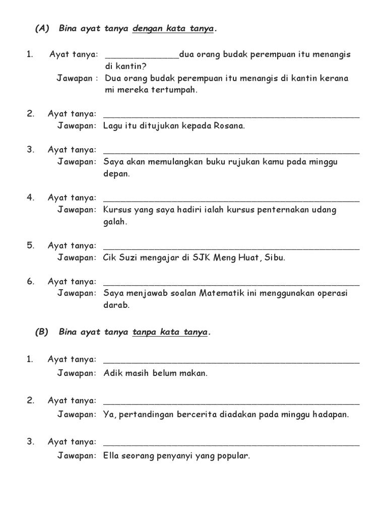Bina Ayat Tanya Dengan Kata Tanya Pdf