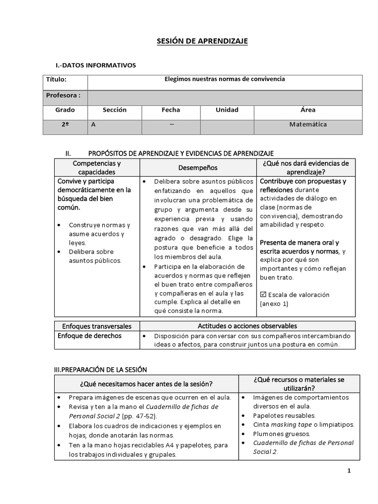 Normas de Convivencia en el Aula | PDF | Salón de clases | Aprendizaje