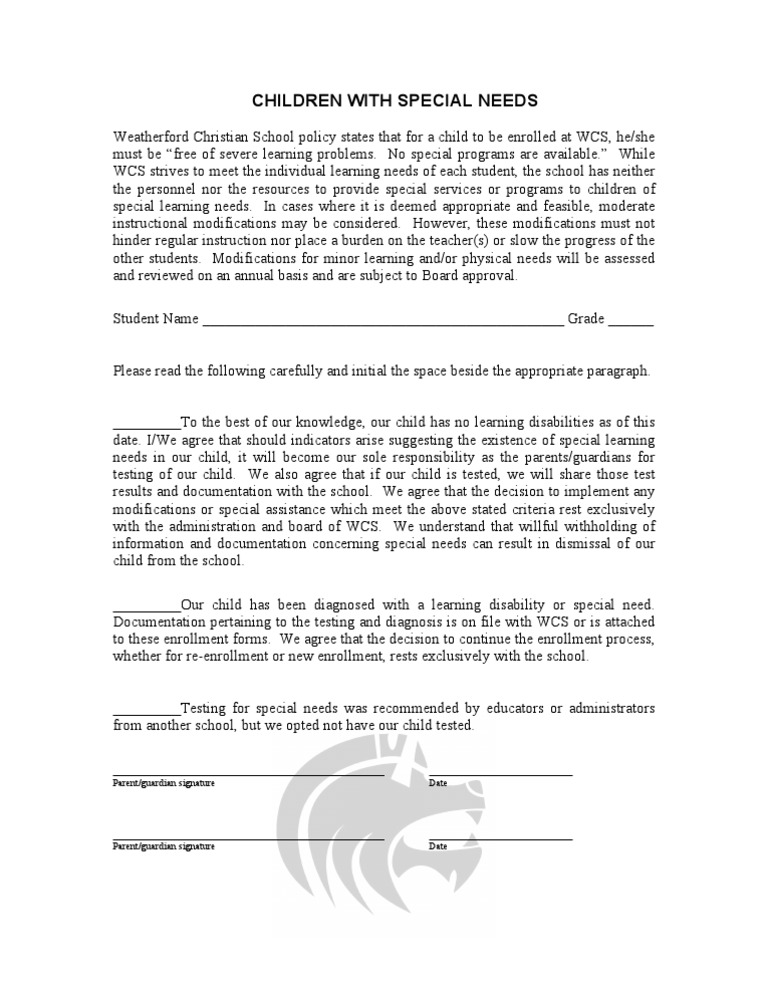 Special Needs | PDF