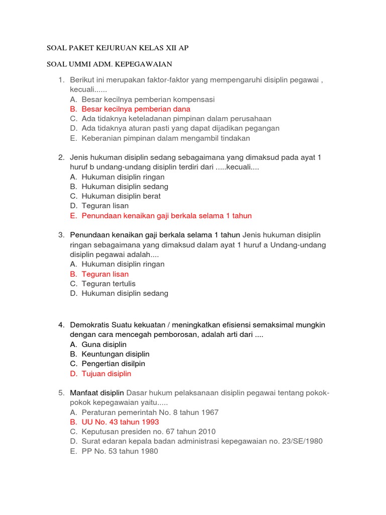 Soal Administrasi Perkantoran Kelas Xii