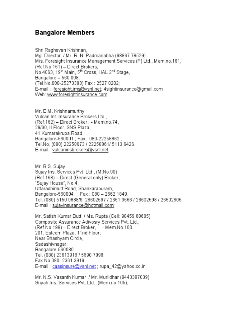 Insurance Brokers in Bangalore PDF | PDF | Information And