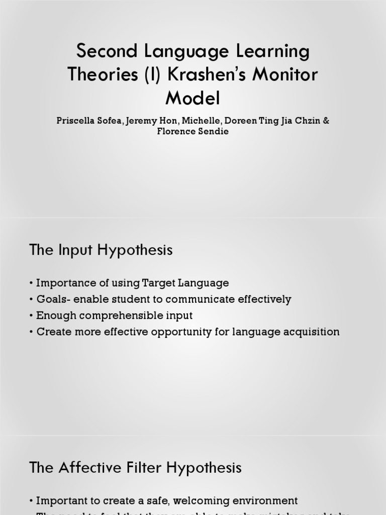 Second Language Learning Theories (I) Krashen's | PDF | Language ...