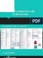 Spanish 1 Examen Final El Dia Escolar y Buen Provecho