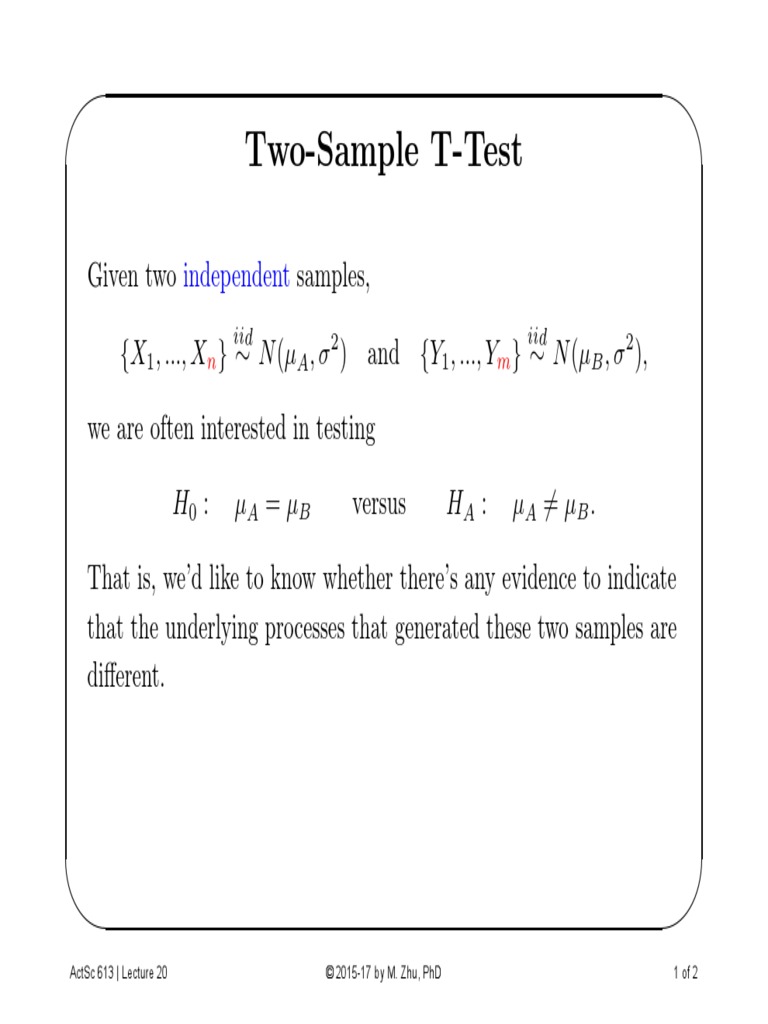 Two-Sample T-Test: Independent | PDF