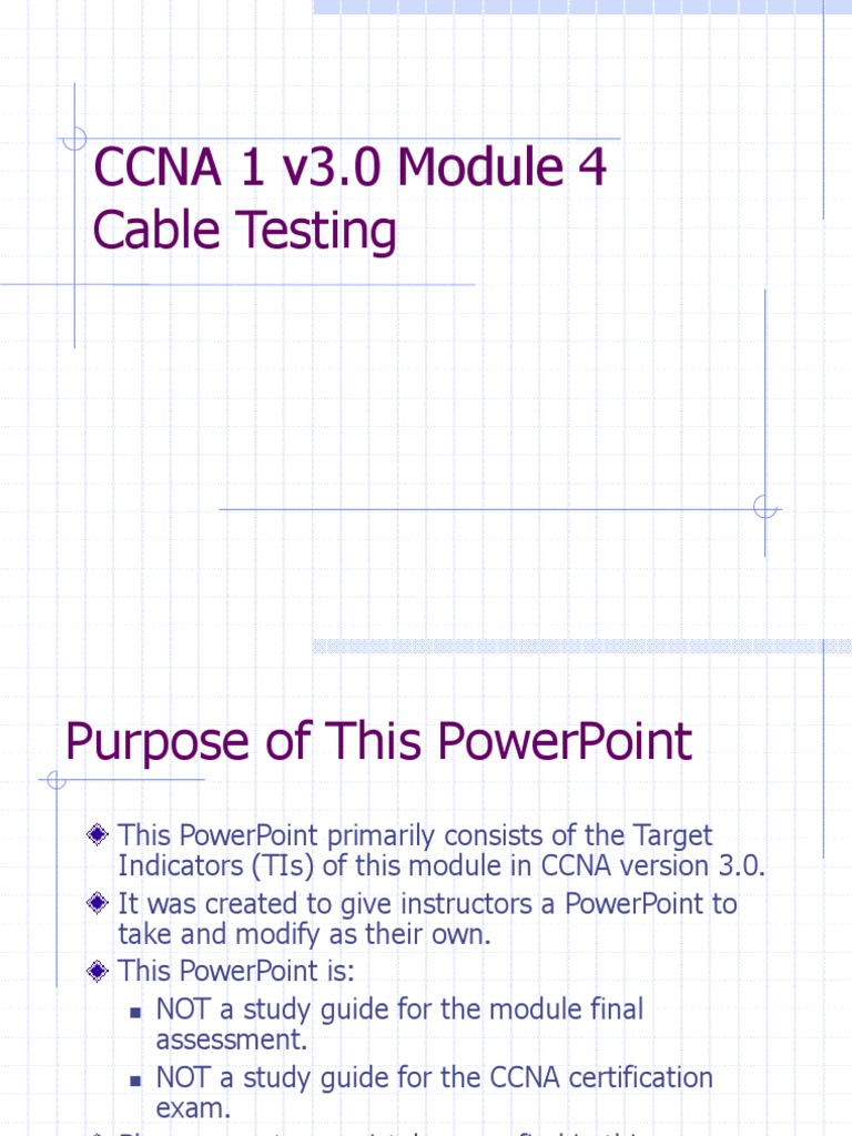 CCNA 1 v3.0 Module 4 Cable Testing | PDF | Optical Fiber | Cable Television