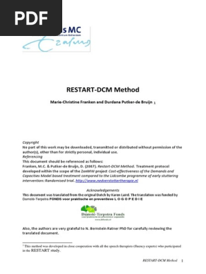 Restart Dcm Method English Stuttering Psychotherapy