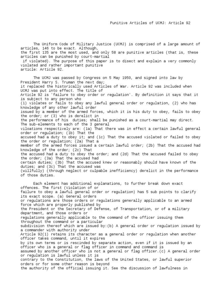 Ucmj article 92 punishment picture