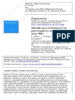 Validating a Framework for Participatory Ergonomics 2002