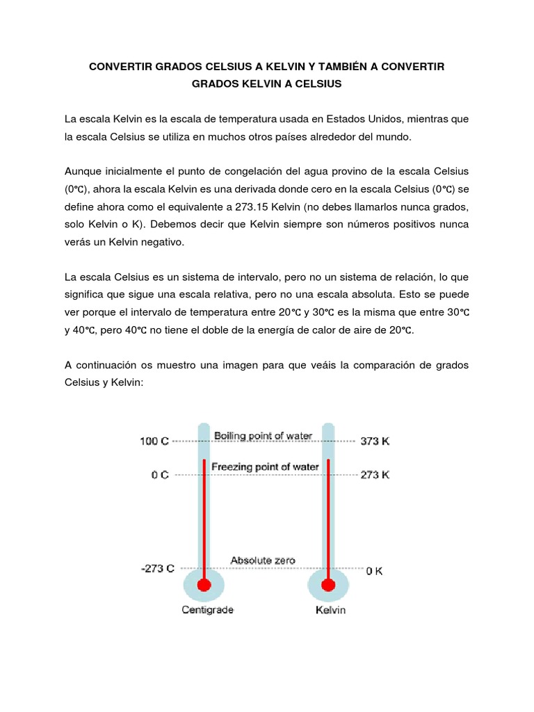 Pasar De Grados Centigrados A Kelvin